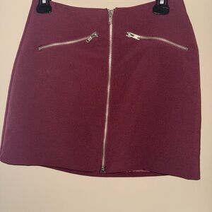 Forever 21 Maroon Mini Skirt with Zipper Accents